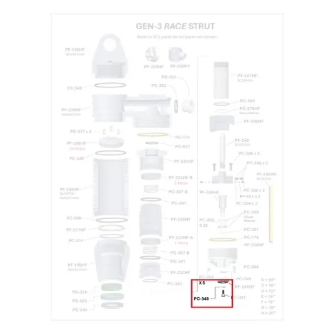 Where PC-348 sits in the ORI GEN-3 Race Strut - exploded diagram with the part highlighted