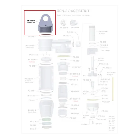 Where PF-132HF sits in the ORI GEN-3 Race Strut - exploded diagram with the part highlighted