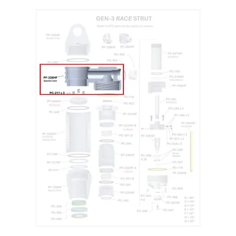 Where PF-226HF sits in the ORI GEN-3 Race Strut - exploded diagram with the part highlighted