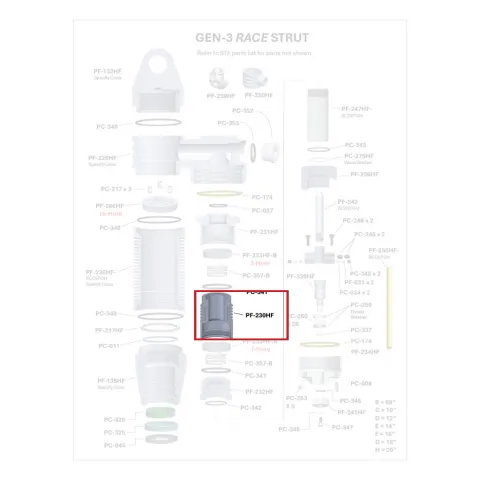 Where PF-230HF sits in the ORI GEN-3 Race Strut - exploded diagram with the part highlighted