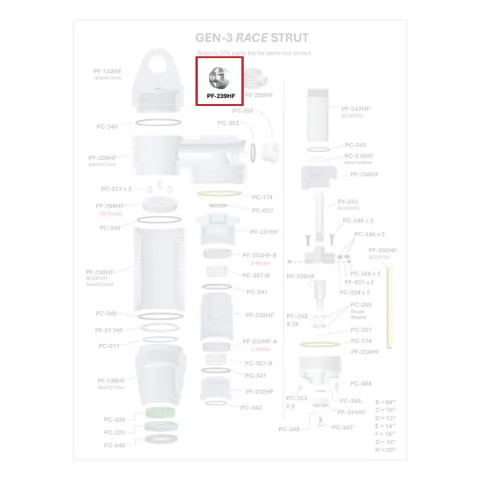 Where PF-239HF sits in the ORI GEN-3 Race Strut - exploded diagram with the part highlighted