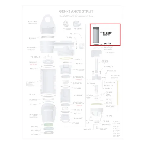 Where PF-247HF sits in the ORI GEN-3 Race Strut - exploded diagram with the part highlighted