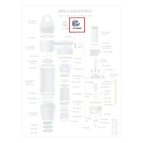Where PF-250HF sits in the ORI GEN-3 Race Strut - exploded diagram with the part highlighted