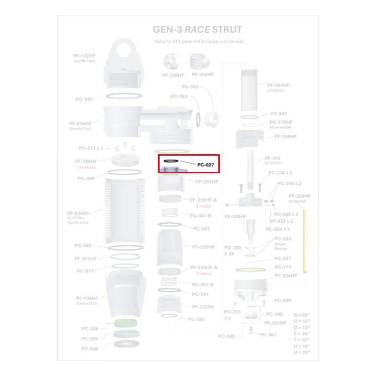 Where PC-027 sits in the ORI GEN-3 Race Strut - exploded diagram with the part highlighted