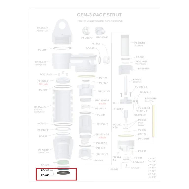 Where PC-045 sits in the ORI GEN-3 Race Strut - exploded diagram with the part highlighted
