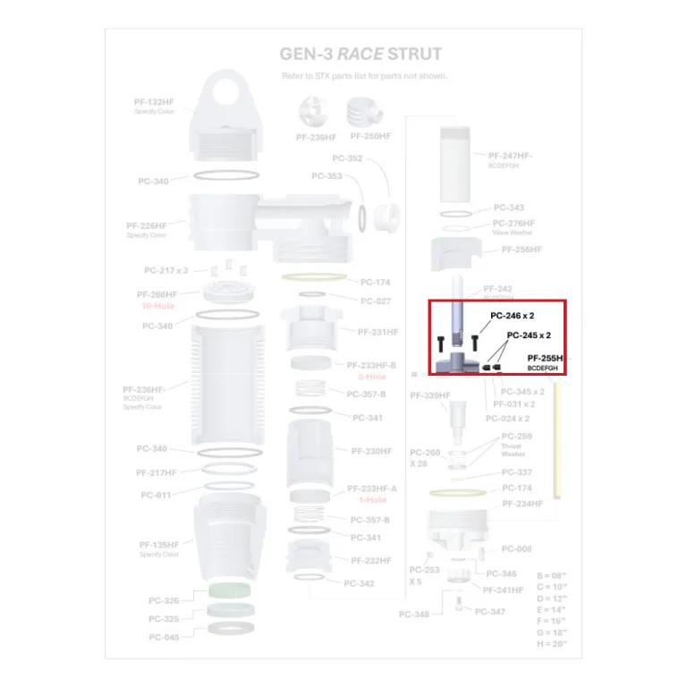 Where PC-246 sits in the ORI GEN-3 Race Strut - exploded diagram with the part highlighted