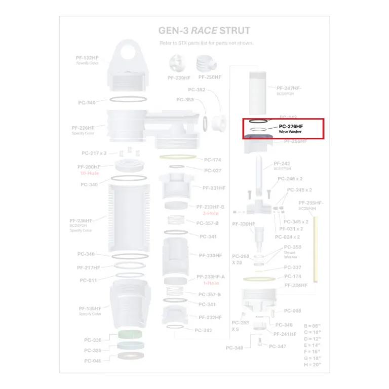 Where PC-276HF sits in the ORI GEN-3 Race Strut - exploded diagram with the part highlighted