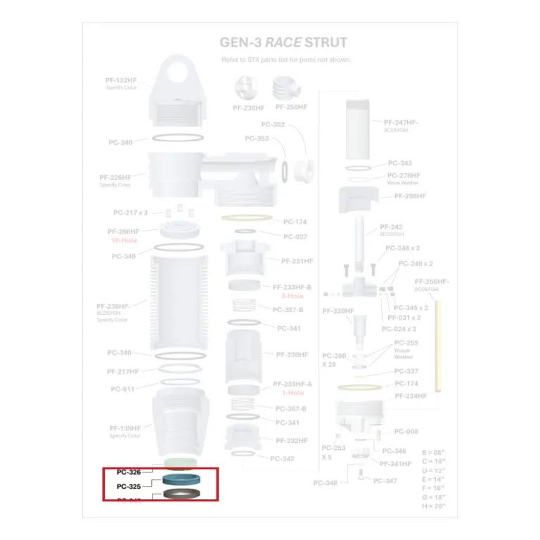 Where PC-325 sits in the ORI GEN-3 Race Strut - exploded diagram with the part highlighted