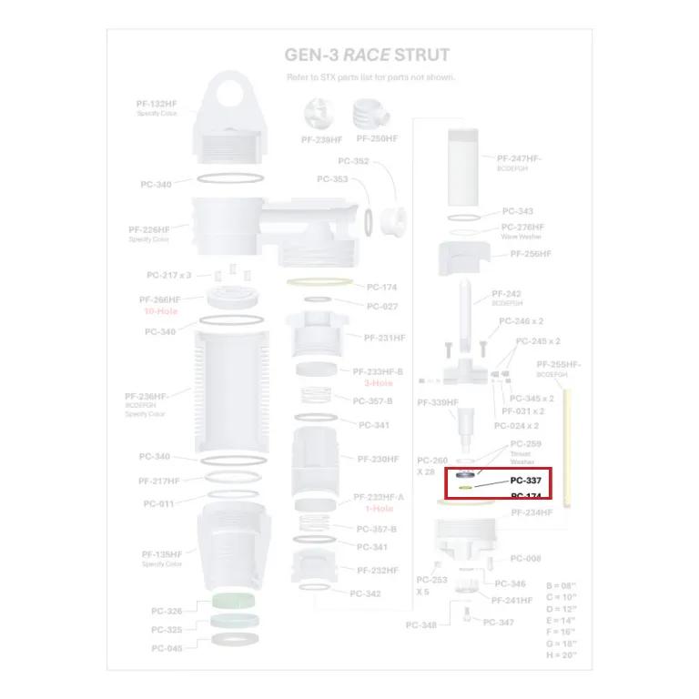 Where PC-337 sits in the ORI GEN-3 Race Strut - exploded diagram with the part highlighted