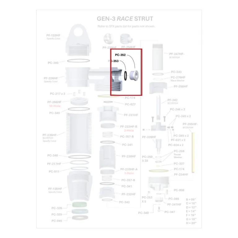 Where PC-352 sits in the ORI GEN-3 Race Strut - exploded diagram with the part highlighted