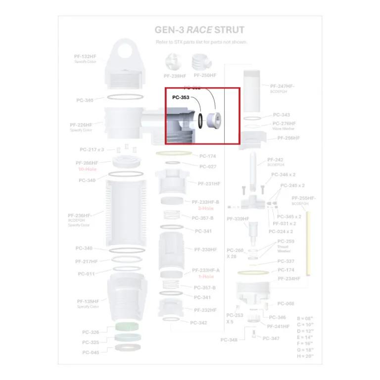 Where PC-353 sits in the ORI GEN-3 Race Strut - exploded diagram with the part highlighted
