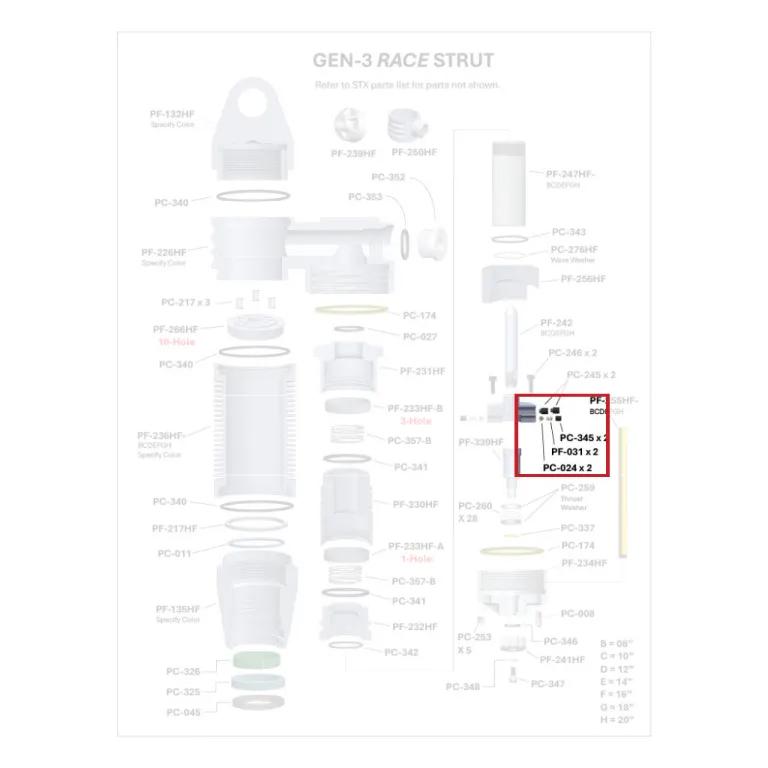 Where PF-031 sits in the ORI GEN-3 Race Strut - exploded diagram with the part highlighted