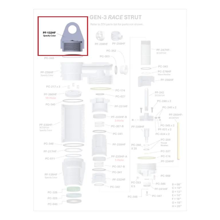 Where PF-132HF sits in the ORI GEN-3 Race Strut - exploded diagram with the part highlighted