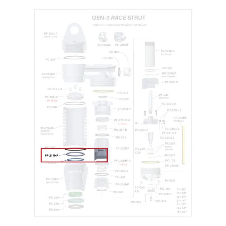Where PF-217HF sits in the ORI GEN-3 Race Strut - exploded diagram with the part highlighted