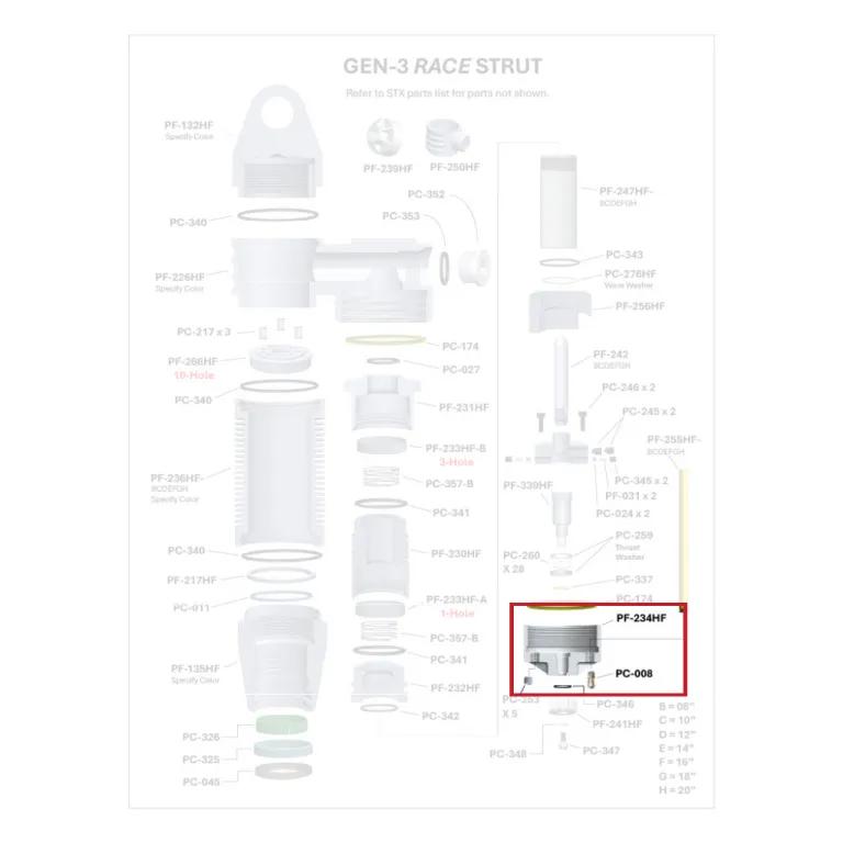 Where PF-234HF sits in the ORI GEN-3 Race Strut - exploded diagram with the part highlighted