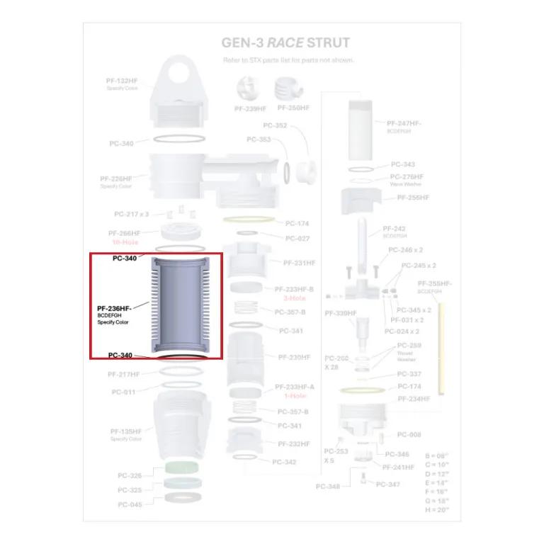 Where PF-236HF sits in the ORI GEN-3 Race Strut - exploded diagram with the part highlighted