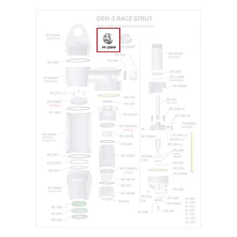 Where PF-239HF sits in the ORI GEN-3 Race Strut - exploded diagram with the part highlighted