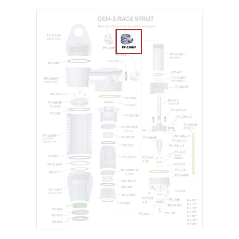 Where PF-250HF sits in the ORI GEN-3 Race Strut - exploded diagram with the part highlighted