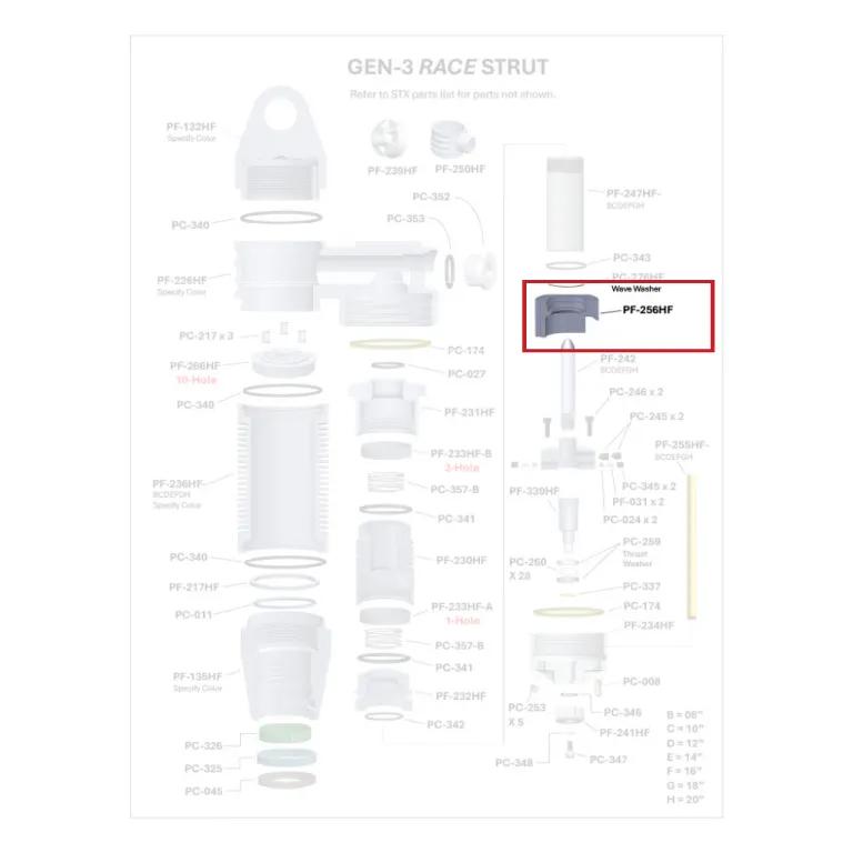 Where PF-256HF sits in the ORI GEN-3 Race Strut - exploded diagram with the part highlighted
