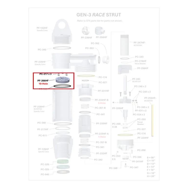 Where PF-266HF sits in the ORI GEN-3 Race Strut - exploded diagram with the part highlighted