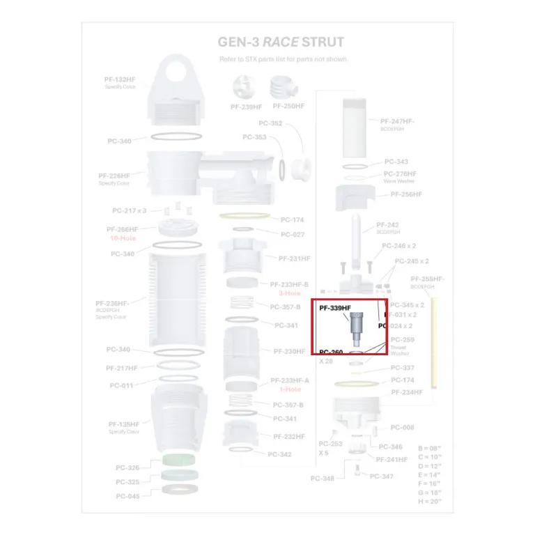 Where PF-339HF sits in the ORI GEN-3 Race Strut - exploded diagram with the part highlighted