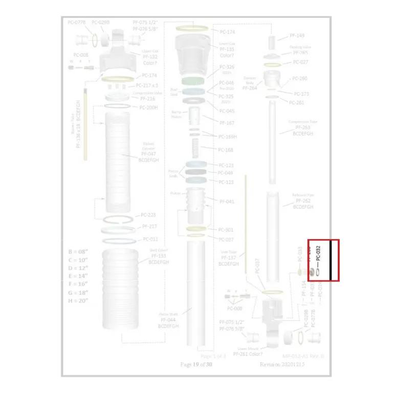 Where PC-032 sits in the ORI STX Strut - exploded diagram with the part highlighted