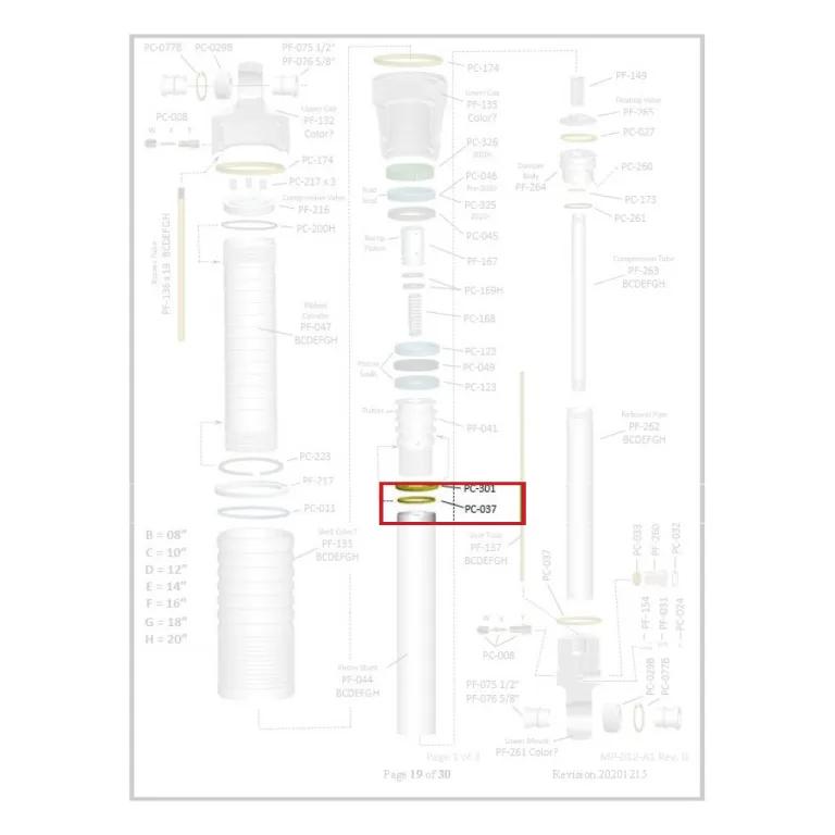 Where PC-037 sits in the ORI STX Strut - exploded diagram with the part highlighted