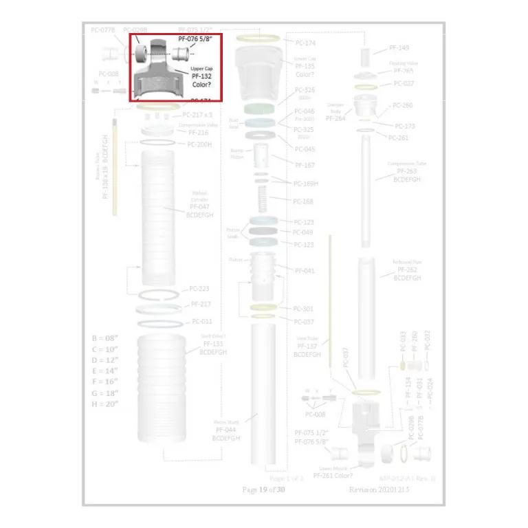 Where PF-132 sits in the ORI STX Strut - exploded diagram with the part highlighted