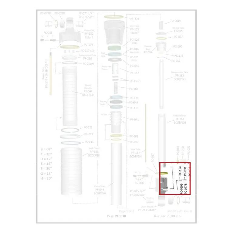 Where PF-154 sits in the ORI STX Strut - exploded diagram with the part highlighted