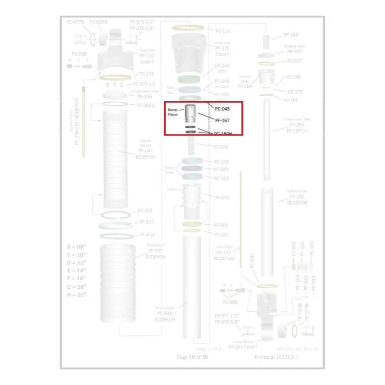 Where PF-167 sits in the ORI STX Strut - exploded diagram with the part highlighted